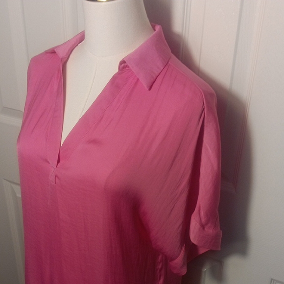 Naked Zebra Bubble Gum Punk High-low Collared Satin Blouse - Small - Picture 2 of 12